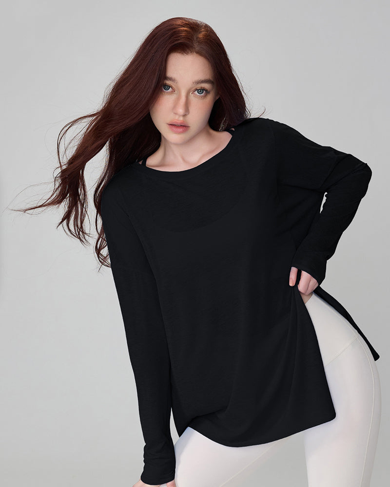 Autumn New Breathable Cover Women Sports Fitness Long Sleeve Loose Top M