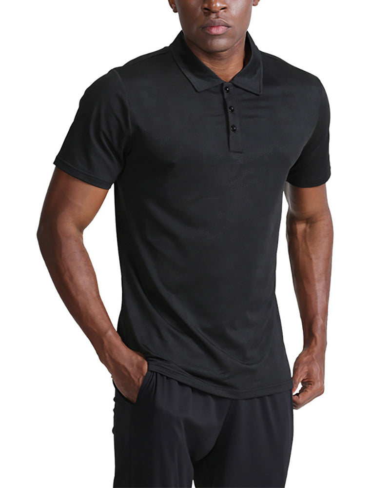 Fitness Short Sleeve Lapel Quickly Drying Men&