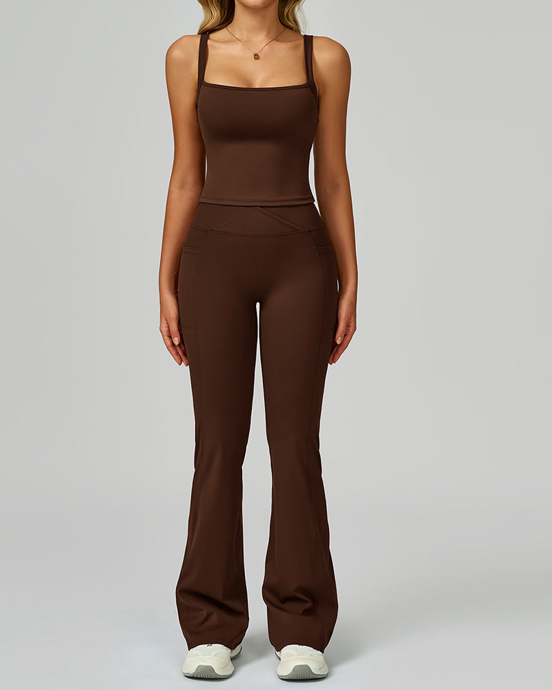 Women China Factory Vest Wide Leg Pants Yoga Two-piece Sets S-XL