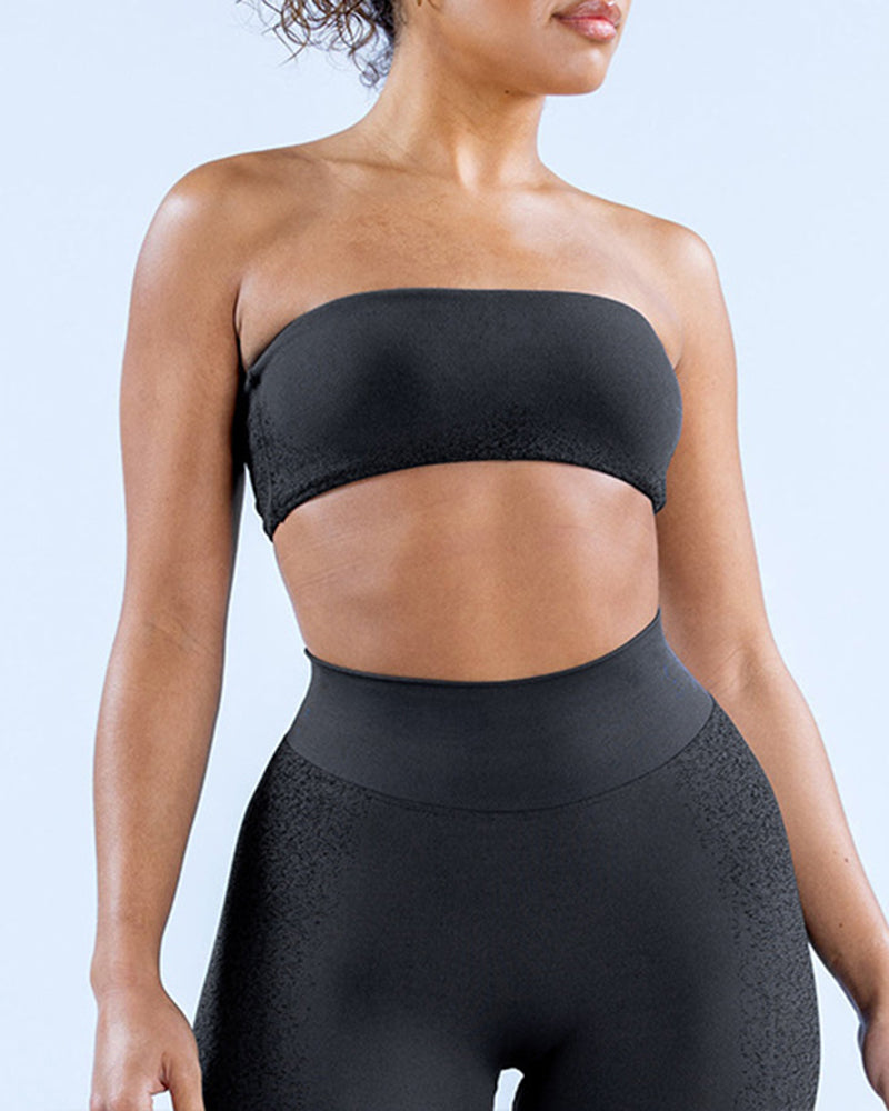 Solid Color Logo DIY Customized Women Sleeveless Sport Tube Top Bra XS-XL