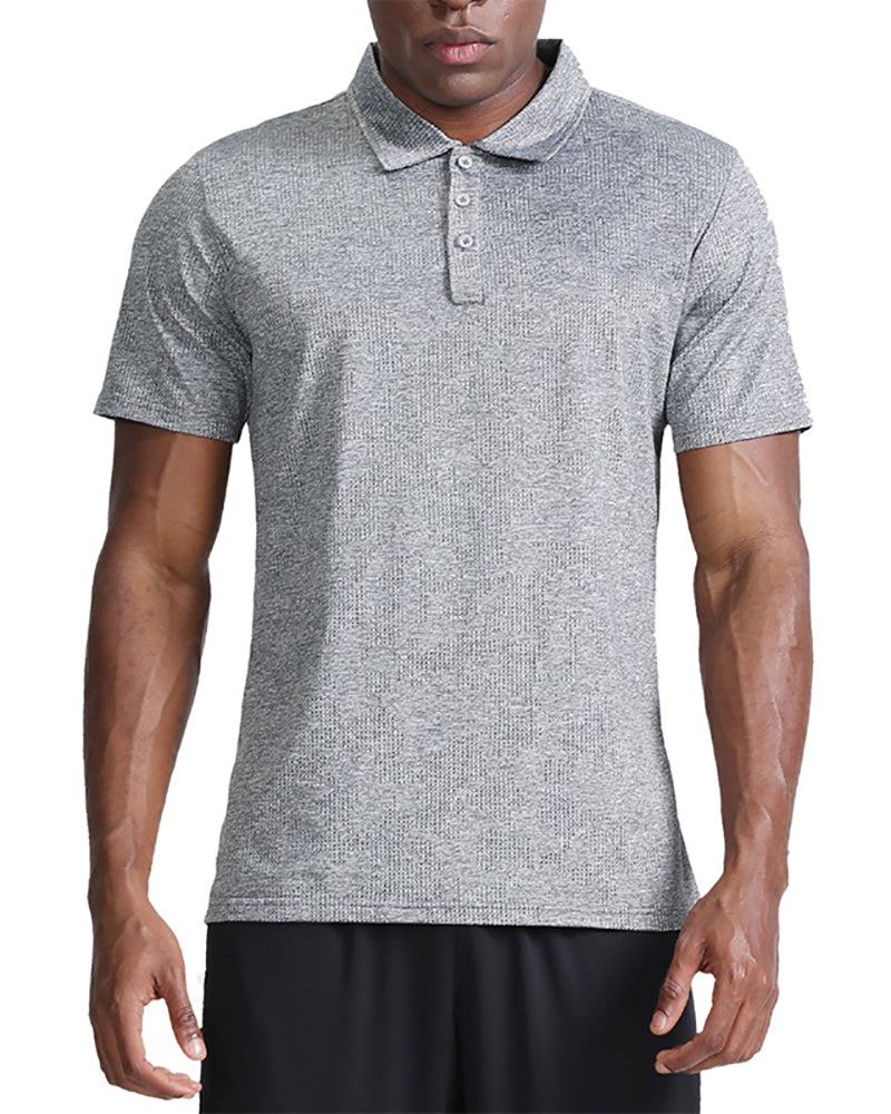 Fitness Short Sleeve Lapel Quickly Drying Men&