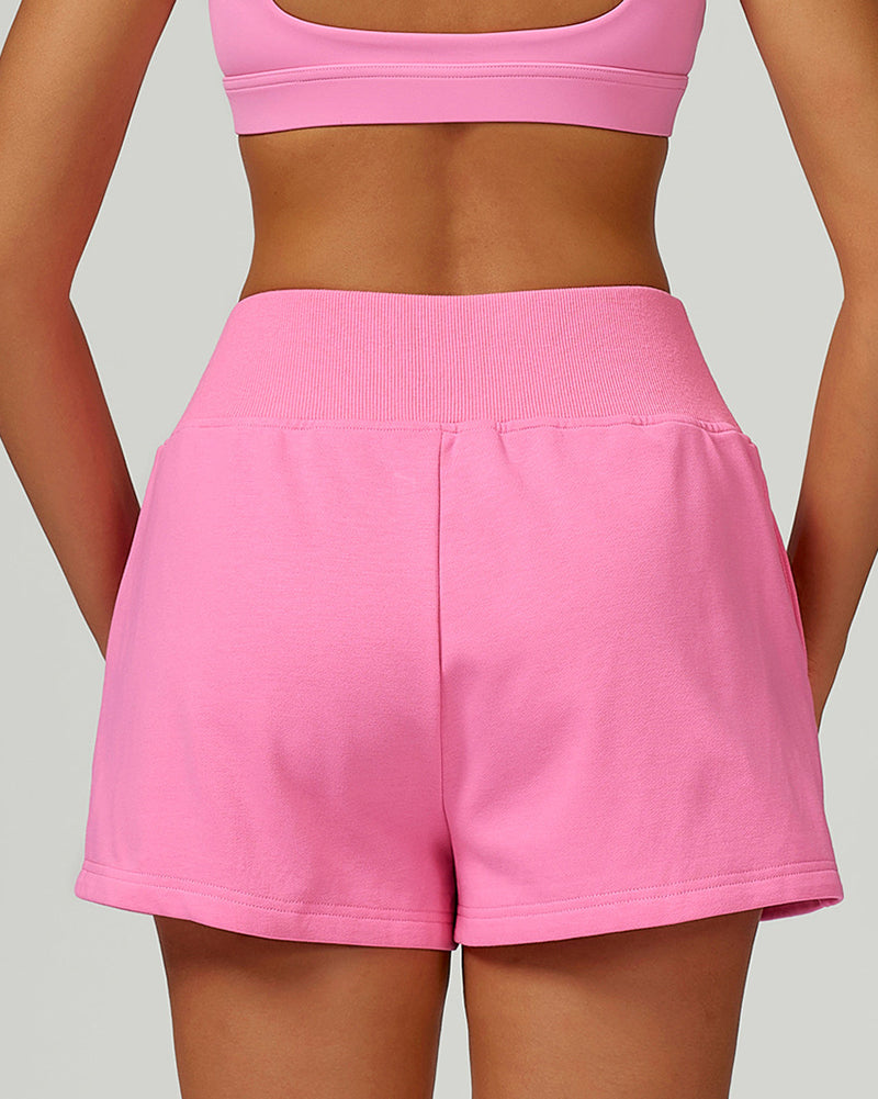 Woman Side Pocket Factory Price High Waist Outdoor Running Casual Fitness SweatShorts S-XL