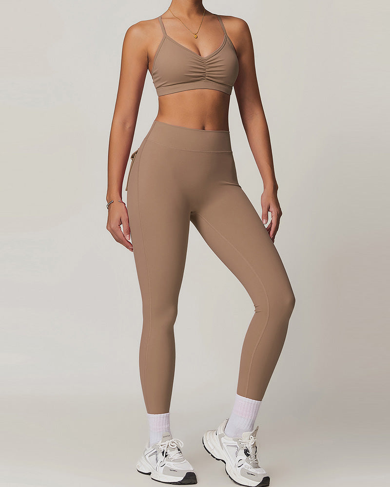 Wholesale Sling Sports Bra High Waist Leggings Sports Two Piece Sets S-XL