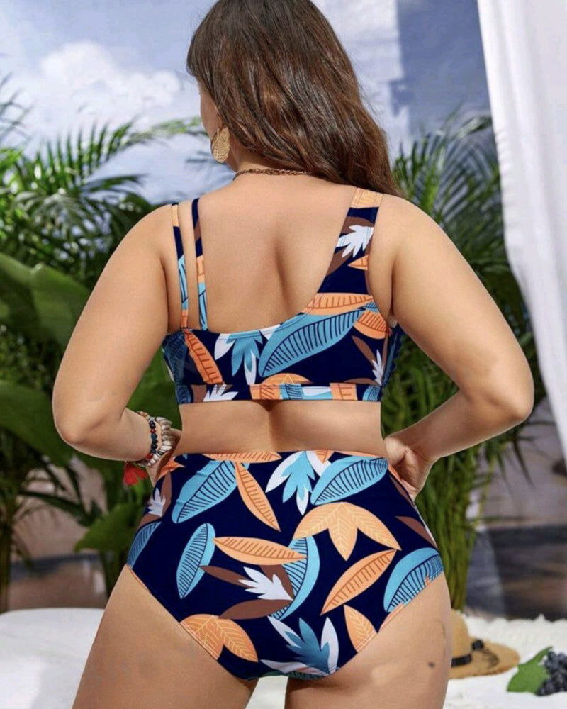 Digtal Printed Plus Size Women Swimwear L-5XL