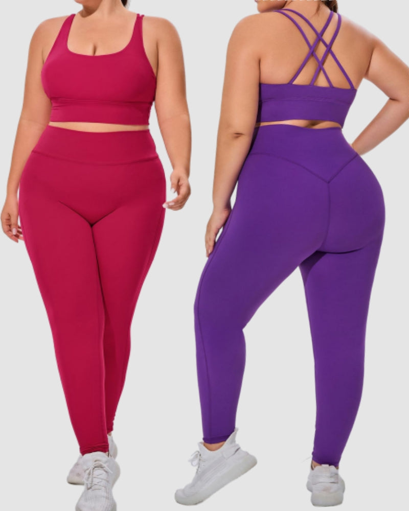 Women Breathable High Elastic Plus Size Yoga Pants Sets S-3XL