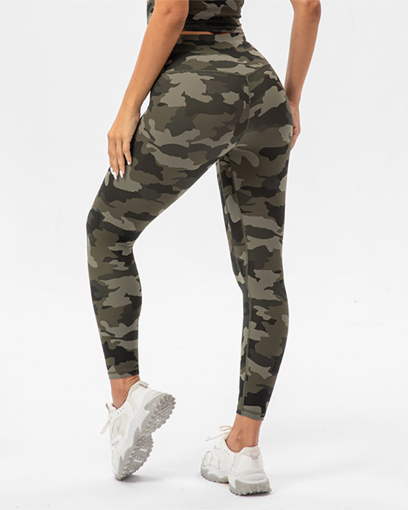 Summer Women Camo High Waist Sports Leggings Pants S-2XL