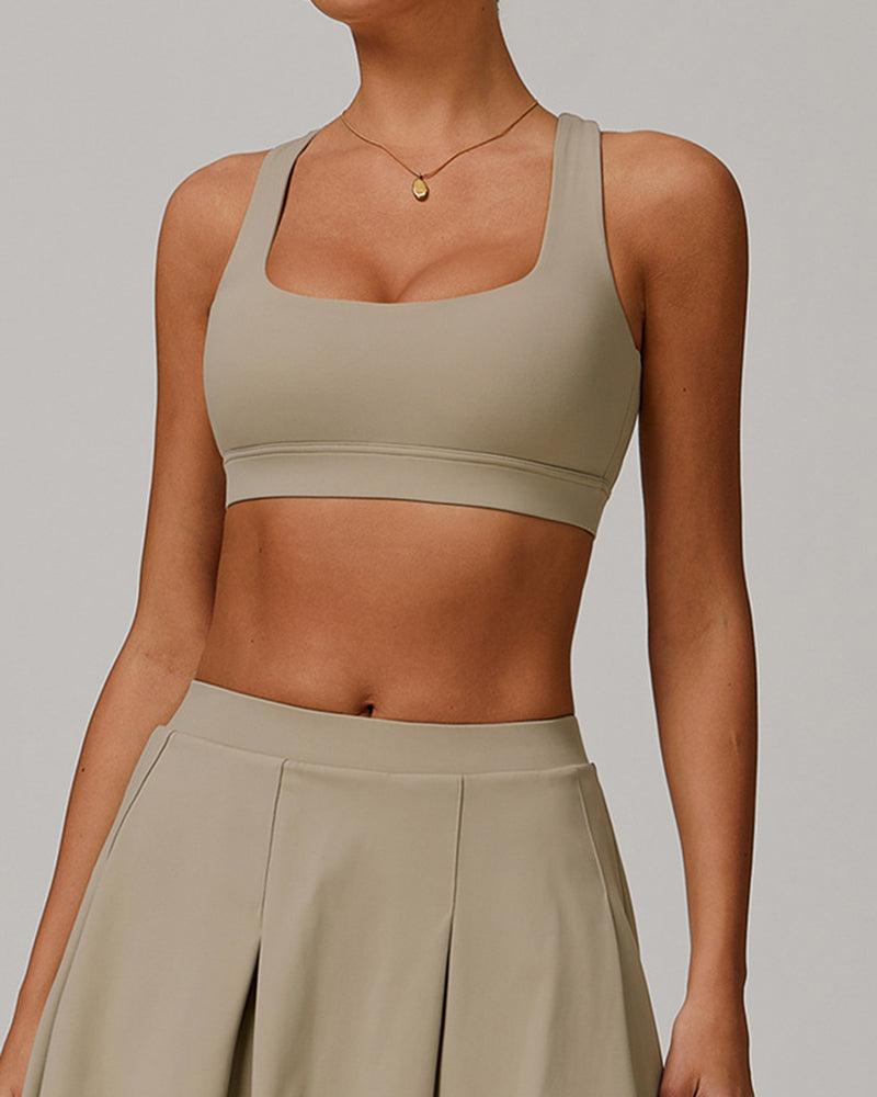 Women Criss Cross OEM Sun Protection Outdoor Fitness Sports Bra S-XL