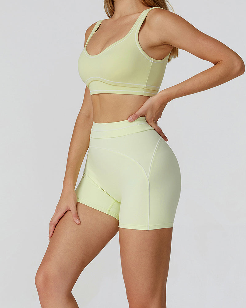 Women Logo Add Colorblock Yoga Bottom Mini Tight Shorts S-XL