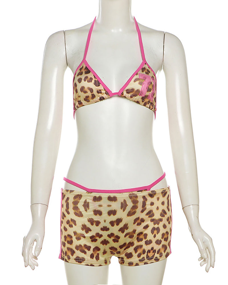 3pcs Set Leopard Printed Wholesale Swimwear Set S-L