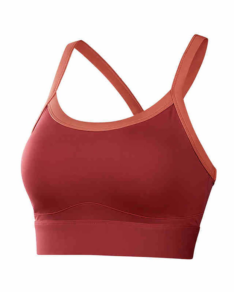 Woman Breathbale Colorblock High Protect Fitness Sports Bra S-XL