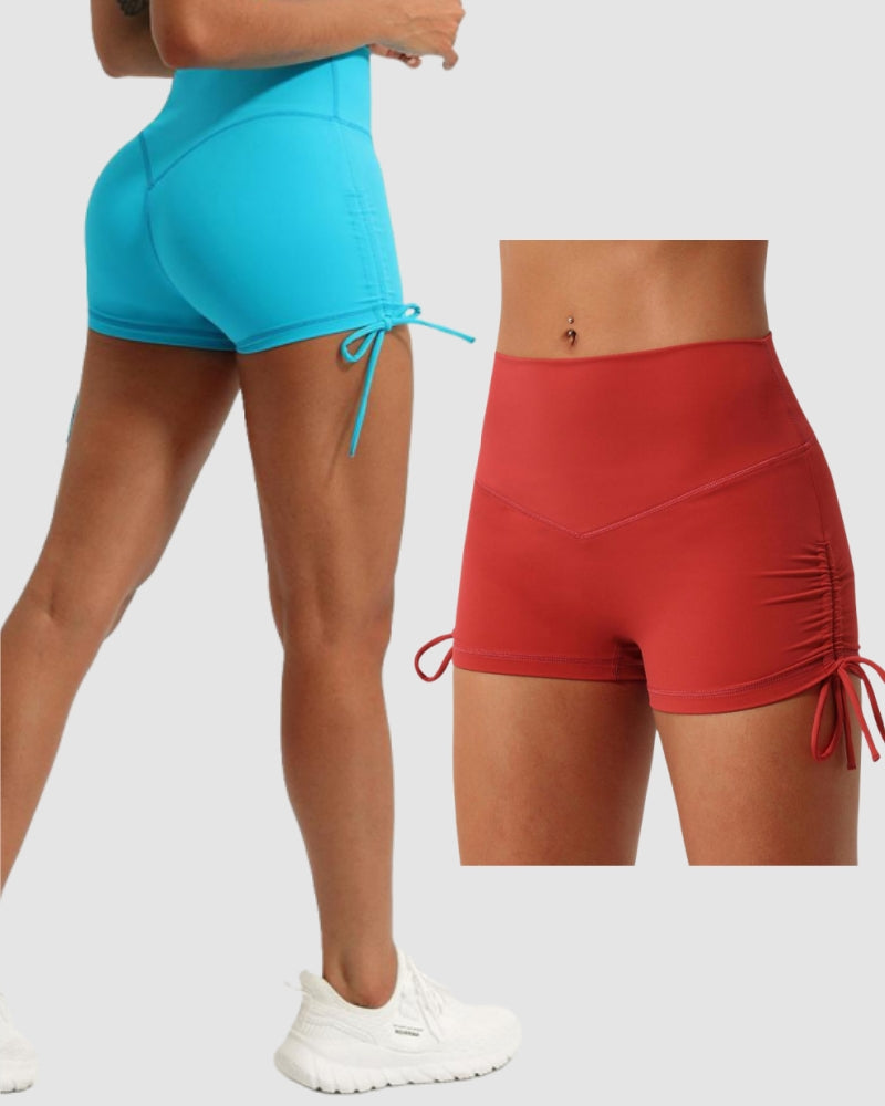 OEM New V High Waist Women Drawstring Running Training Sports Shorts S-XL