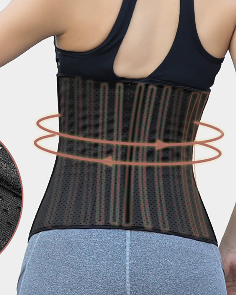 25 Steel Frame Waist Belt For Sports Fitness Breathable Rubber Corset Black Skin XS-6XL