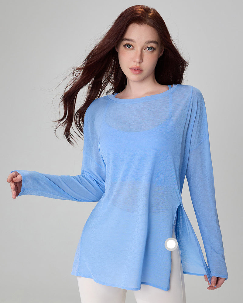 Autumn New Breathable Cover Women Sports Fitness Long Sleeve Loose Top M