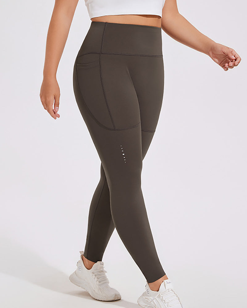 High Waist Side Pocket Active Wear Running Plus Size Leggings XL-4XL