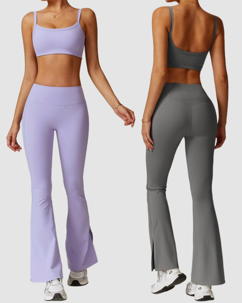 Wholesale OEM Autumn New Sling Bra Flare Pants Active Wear Yoga Two-piece Sets S-XL