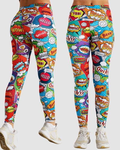 Women Cartoon High Waist Printed Sports Leggings S-2XL