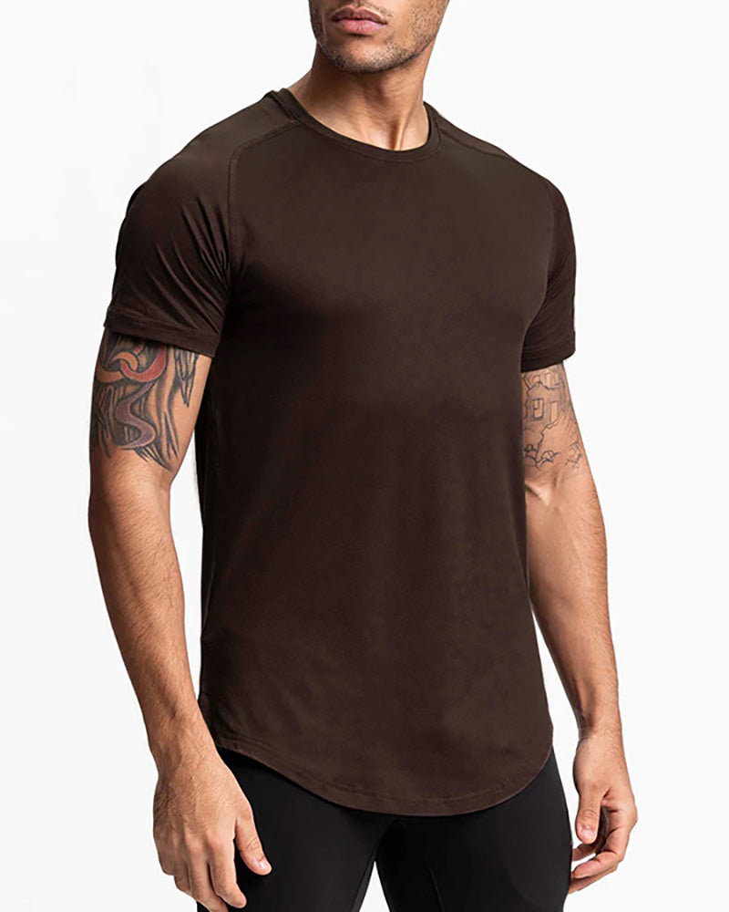 Short Sleeve Solid Color O Neck Breathable T-shirt M-3XL