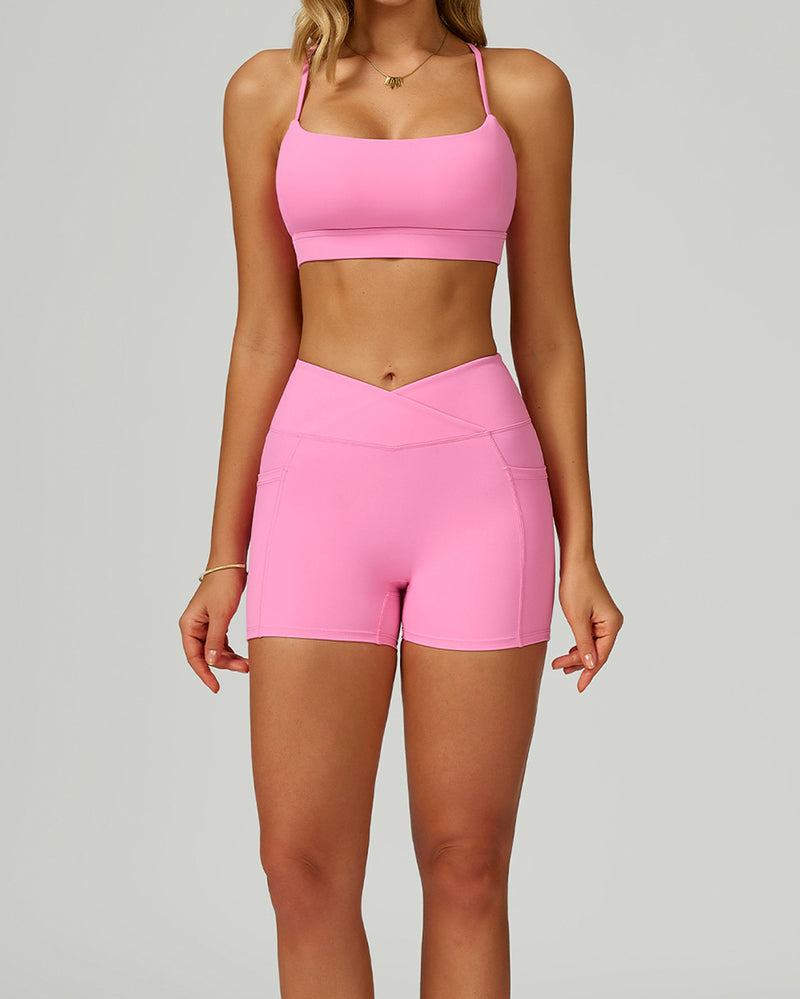 Customize Fitness Women Sports Sling Bra Shorts Yoga Two-piece Sets S-XL