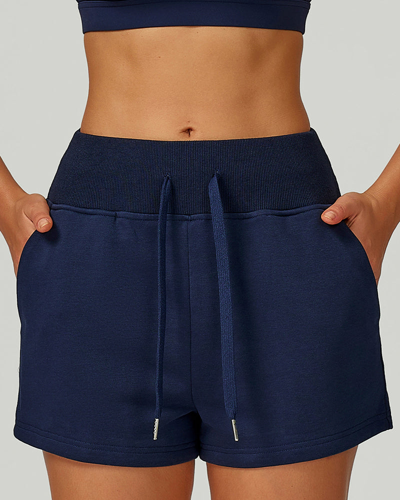 Woman Side Pocket Factory Price High Waist Outdoor Running Casual Fitness SweatShorts S-XL