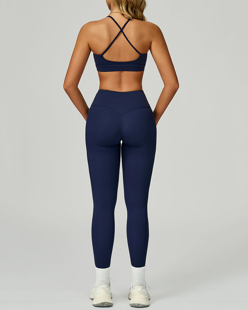Women Fitness GYM Sports Sling Bra Running Leggings Two Piece Sets S-XL