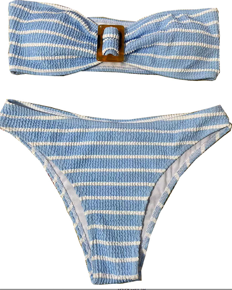 Strapless Women Stripe Bikini Set S-XL