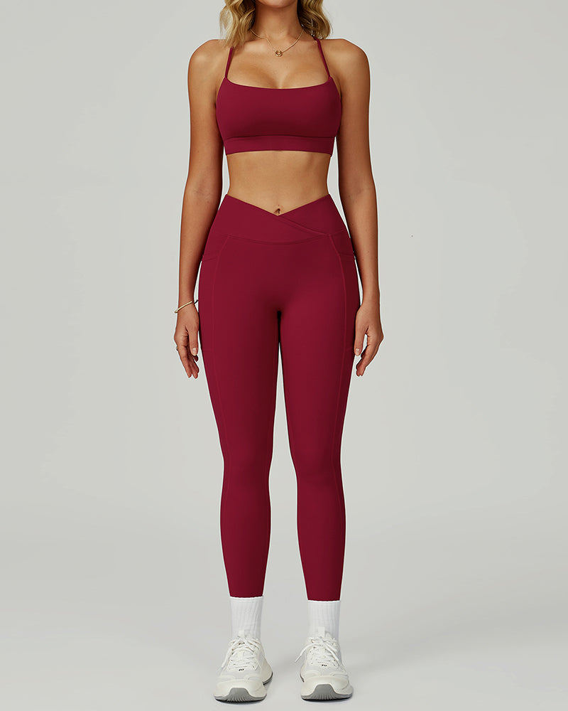 Women Fitness GYM Sports Sling Bra Running Leggings Two Piece Sets S-XL