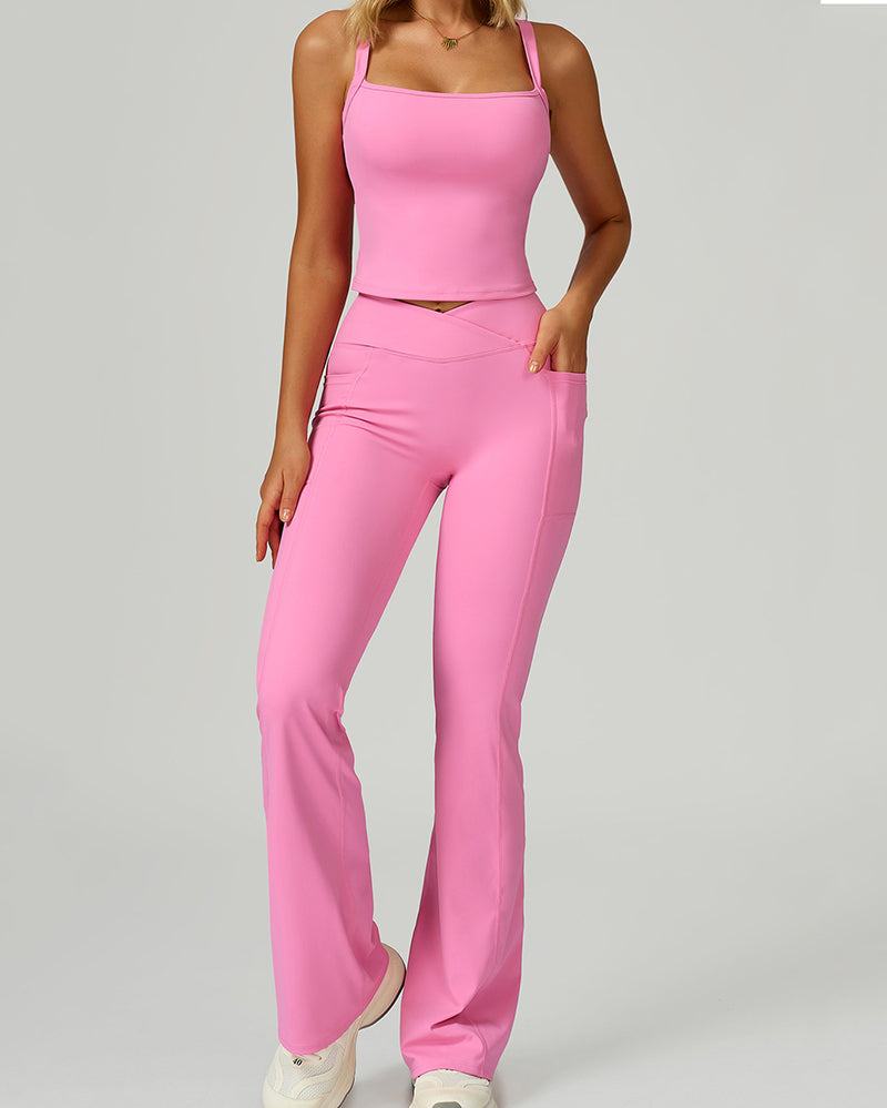 Women China Factory Vest Wide Leg Pants Yoga Two-piece Sets S-XL