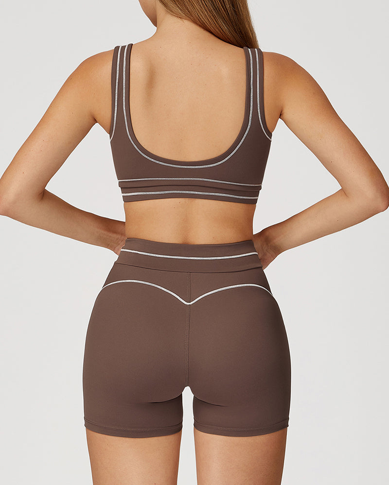 Women Contrast Color Sanded High-End U-Shaped Beautiful Back Sports Bra Running Fitness Yoga Bra S-XL