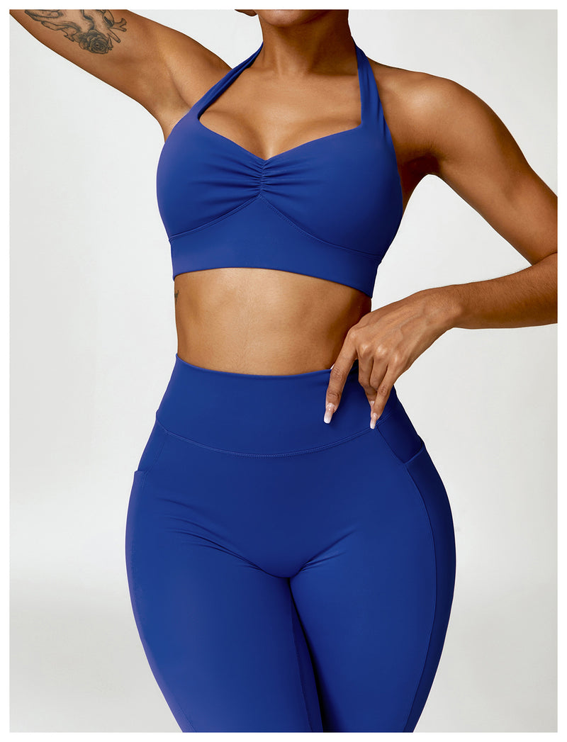OEM Factory Add Logo Quickly Dry Halter Neck Fitness Sports Bra S-XL