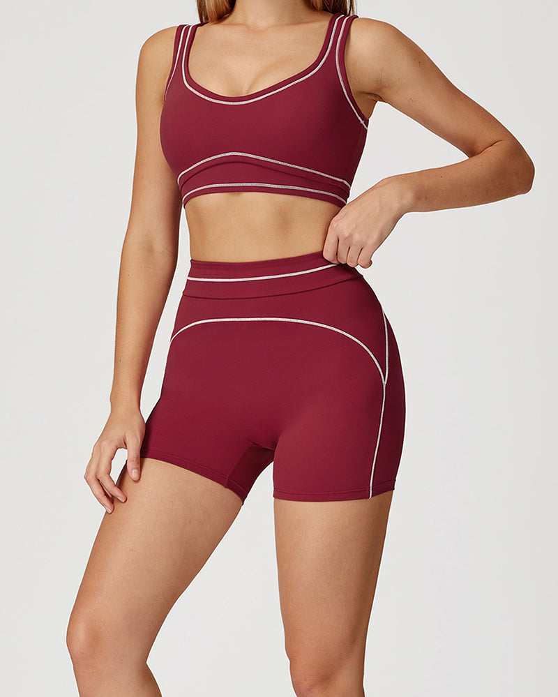 Women Contrast Color Sanded High-End U-Shaped Beautiful Back Sports Bra Running Fitness Yoga Bra S-XL