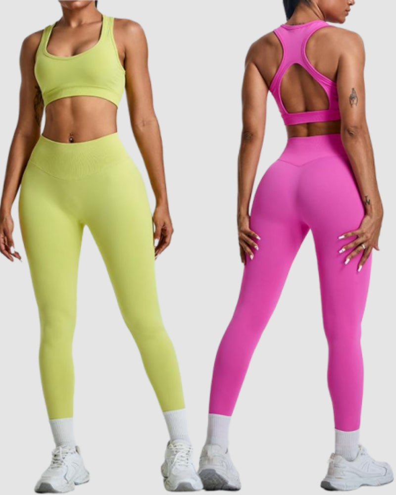 Woman I Back Hollow Out Sports Bra Hips Lift Fitness Work Out Pants Sets S-XL