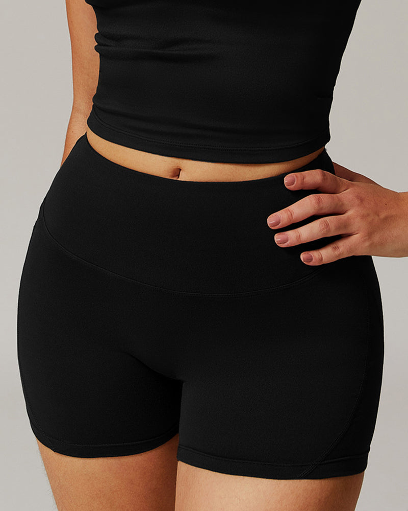 Wholesale Customize Add Logo Solid Color High Waist Sports Fitness Shorts S-XL