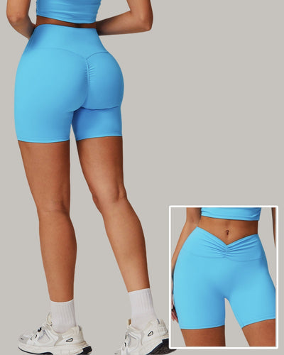 Active Wear Factory Women High V Ruched Waist GYM Fitness Shorts S-XL