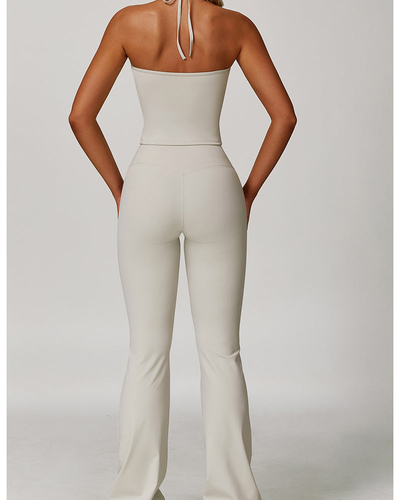 OEM Women Vest And Wide Leg Pants Sports Yoga Two-piece Sets S-XL