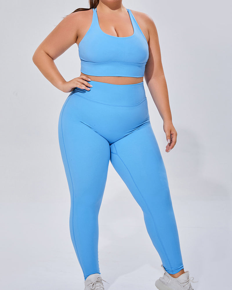 Women Breathable High Elastic Plus Size Yoga Pants Sets S-3XL