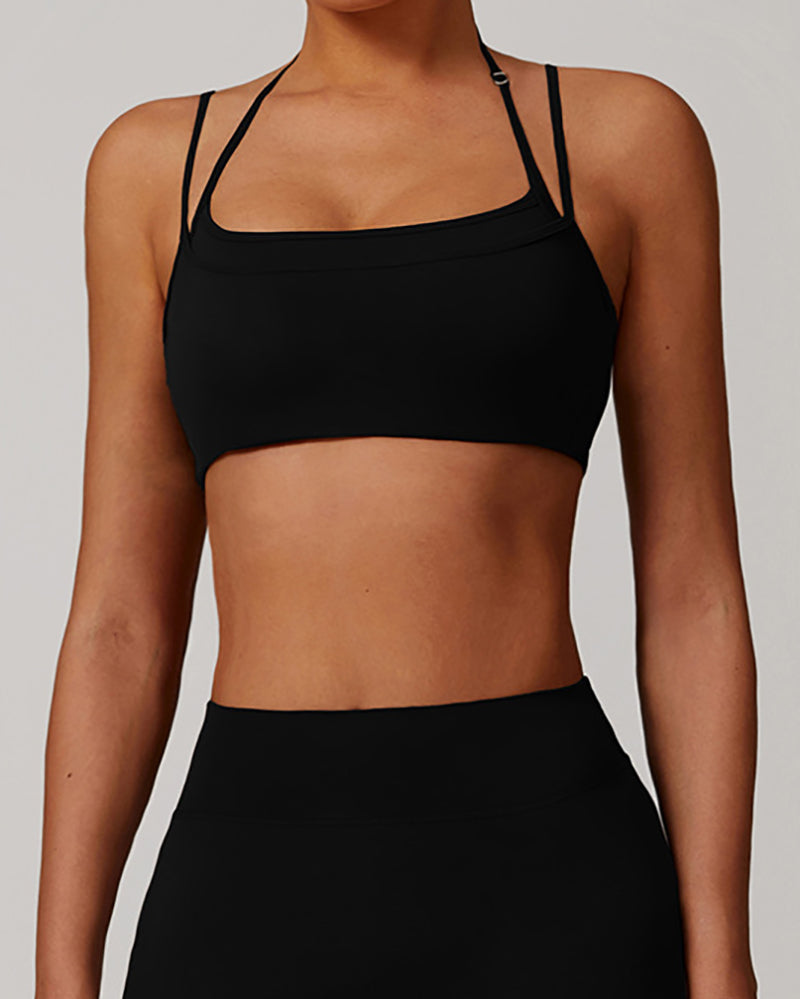 Wholesale Supplier Bulid Brand Double Sling Halter Neck Sports Bra S-XL