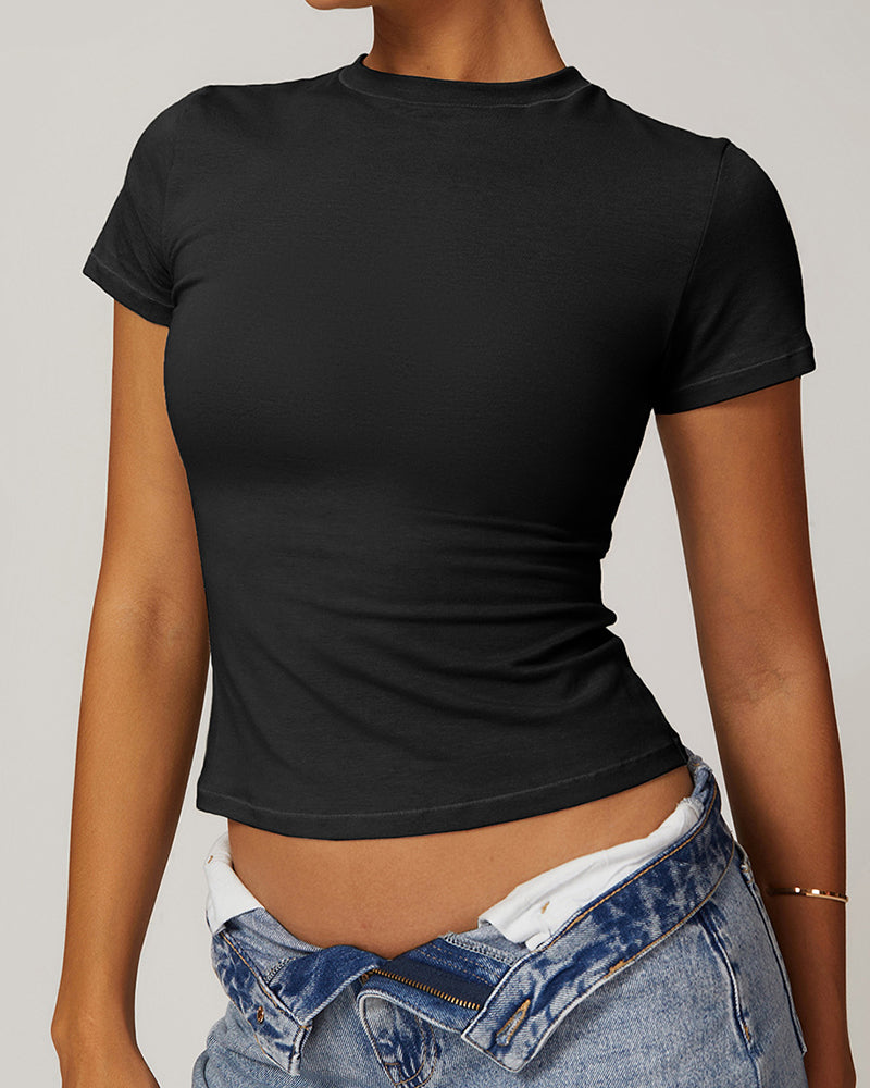 Women Tight Quickly Drying Basic Short Sleeve Sports T-shirt S-XL