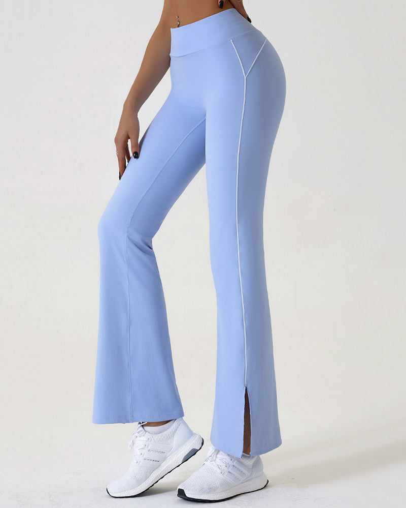 Women High Waist Wide Slit Leg Dance Sports Outdoor Pants S-XL