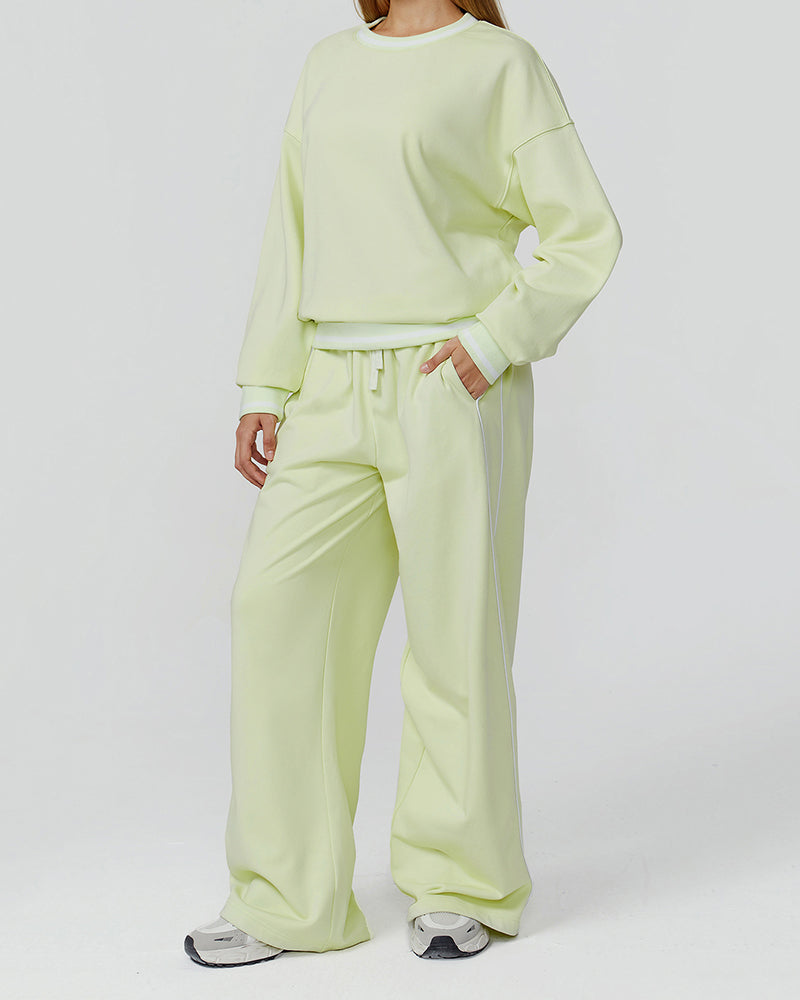 Women Customized Logo Colorblock Running Casual Wide Leg Loose Sweatpants S-XL