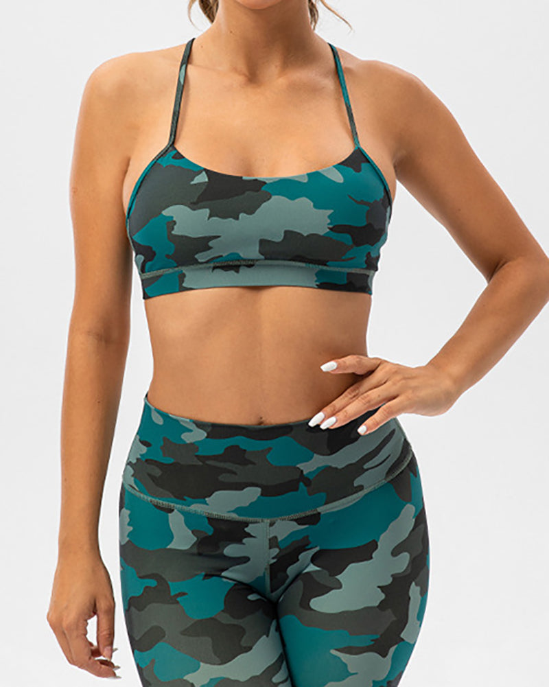 Woman Sling Summer Sports Camo Printed Bra S-2XL