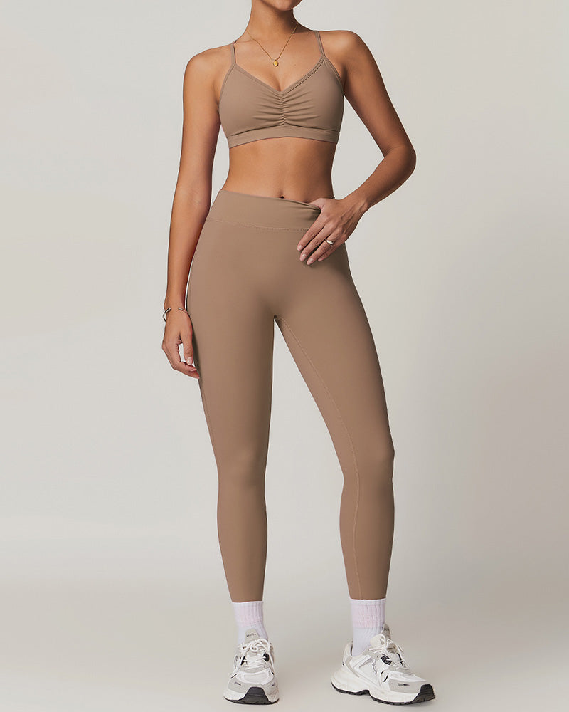 Wholesale Sling Sports Bra High Waist Leggings Sports Two Piece Sets S-XL