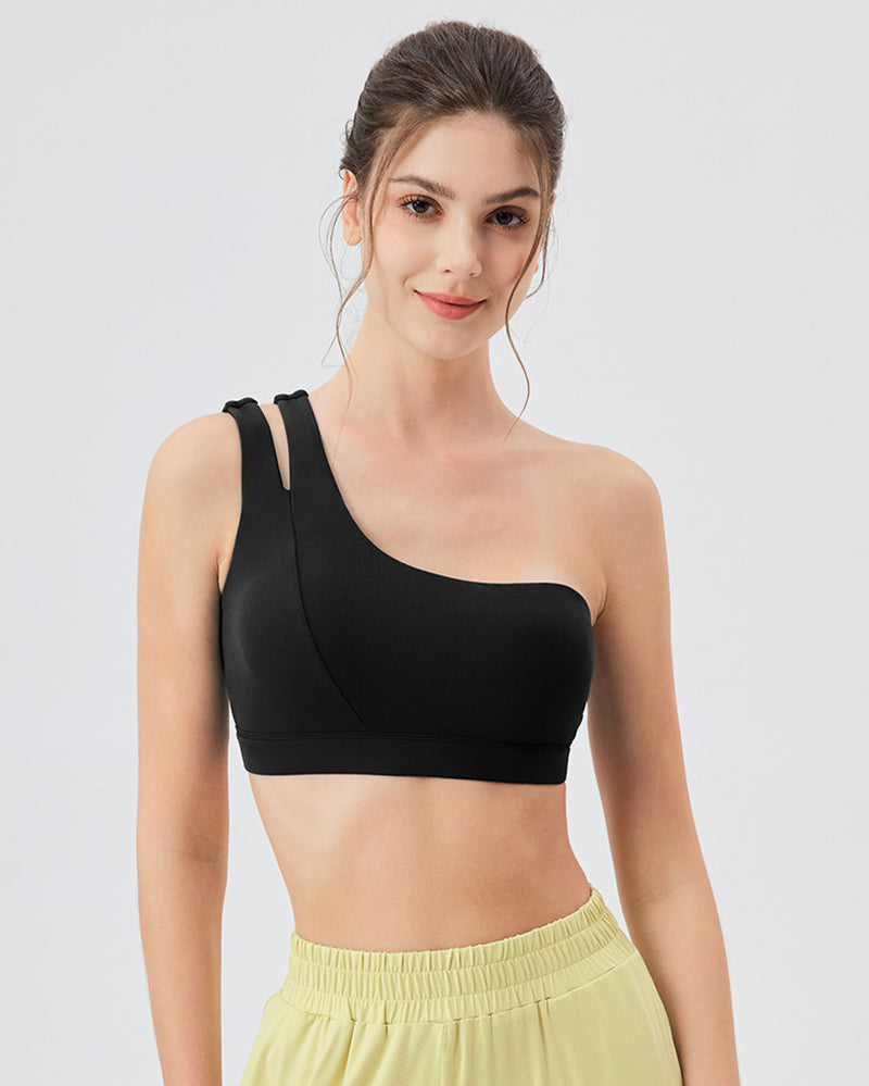 Women OEM Yoga One Shoulder Running Sport Bra S-XL