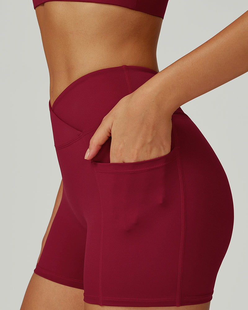 Women Add Logo OEM Pocket High Waist Slim Thigh Mini Sports Running Shorts S-XL