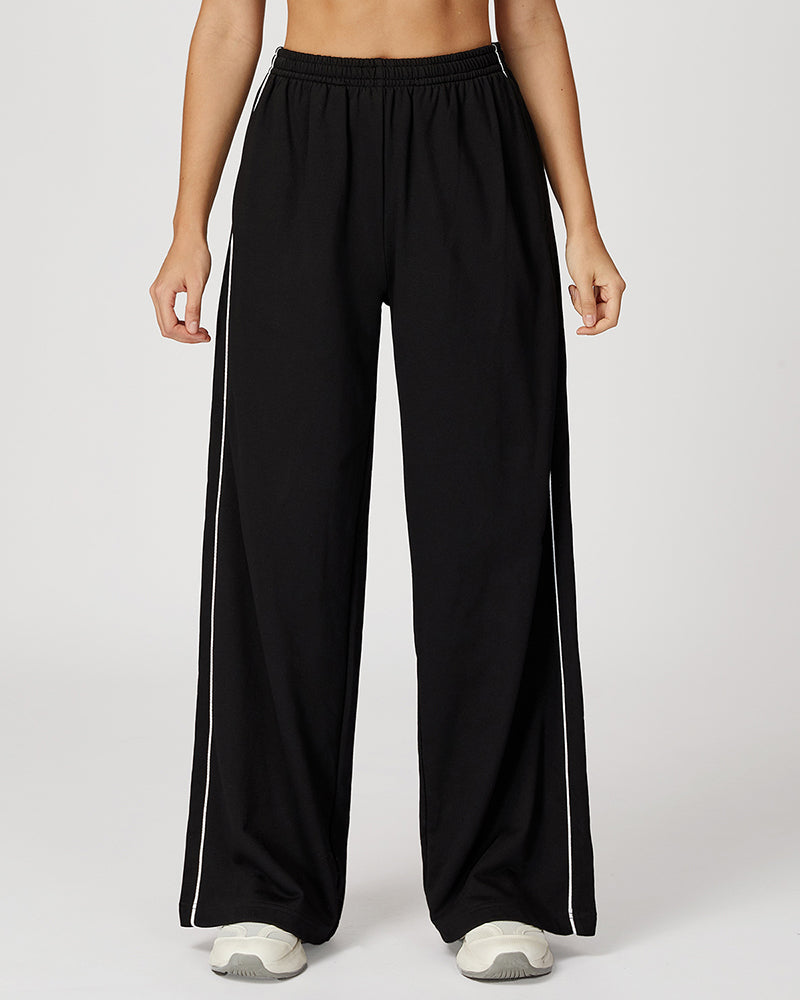 Women Customized Logo Colorblock Running Casual Wide Leg Loose Sweatpants S-XL