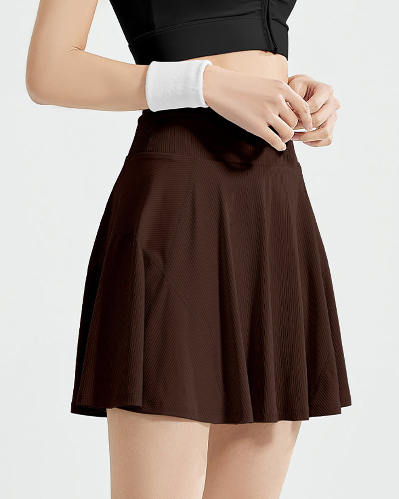 Women Running Tennis Golf High Waist Lined Skirts Black Apricot Sky Cyan Coffee S-2XL