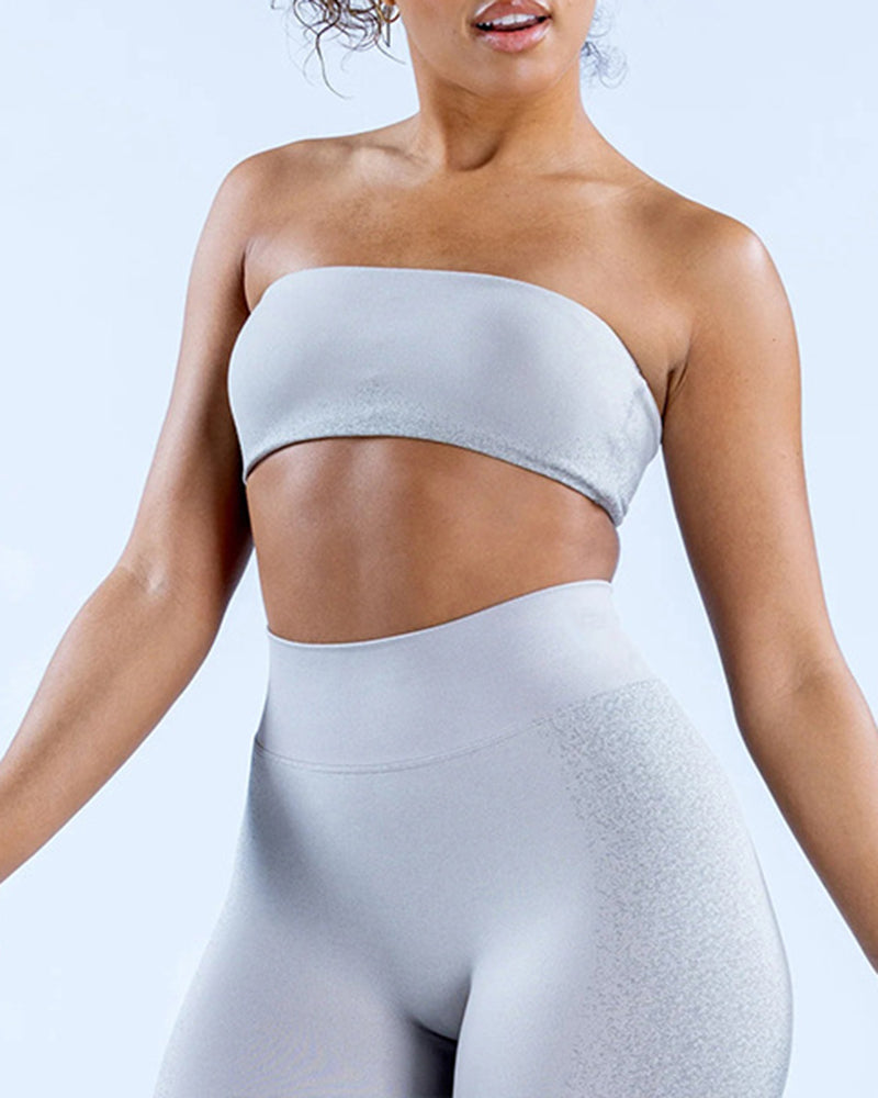 Solid Color Logo DIY Customized Women Sleeveless Sport Tube Top Bra XS-XL