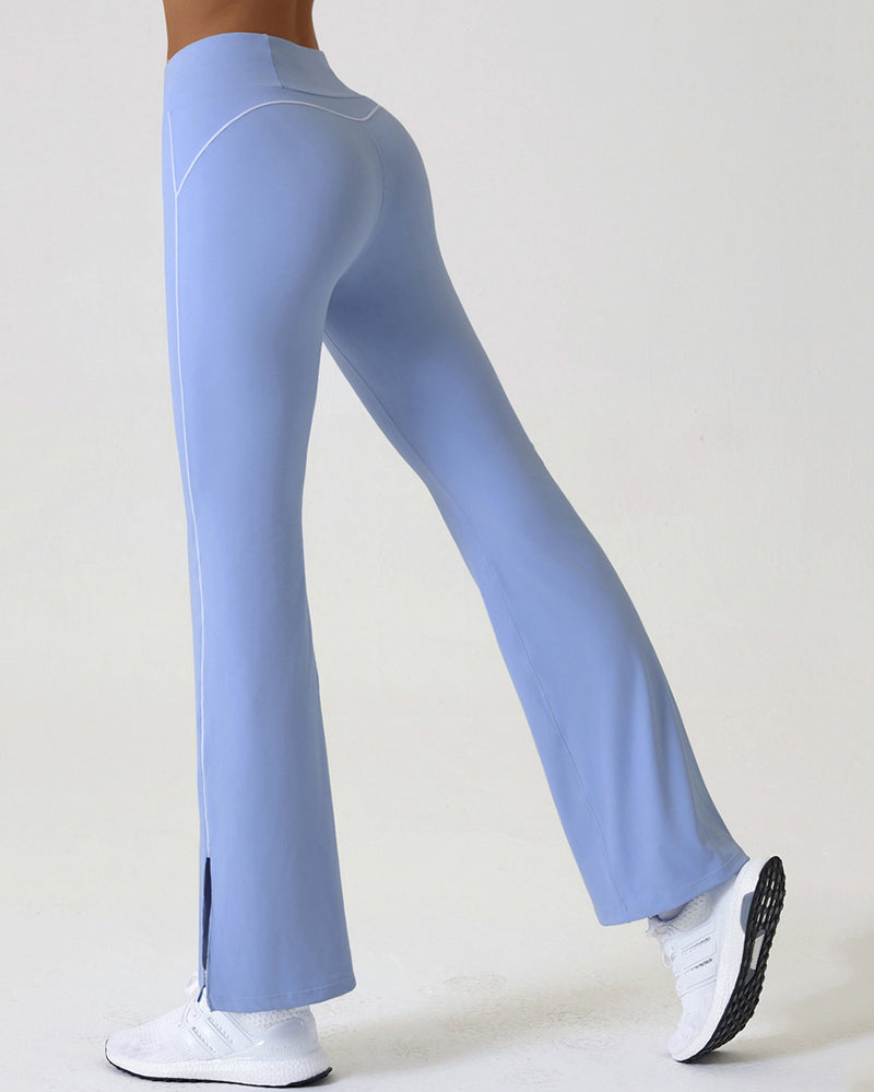 Women High Waist Wide Slit Leg Dance Sports Outdoor Pants S-XL