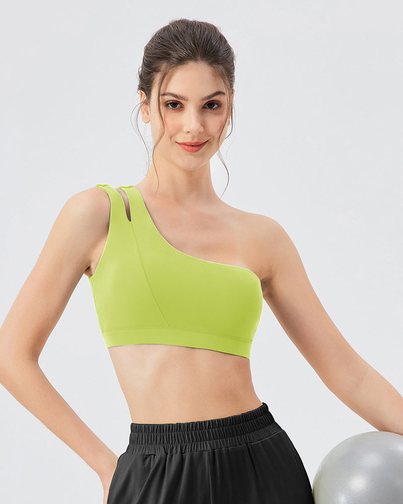 Women OEM Yoga One Shoulder Running Sport Bra S-XL