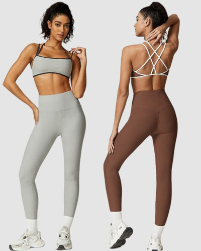 Women Sling Sports Bra High Waist Leggings Pants Yoga Two-piece Sets XS-L