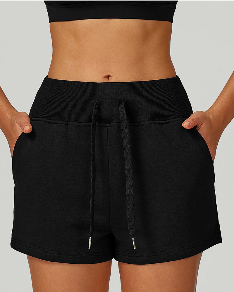 Woman Side Pocket Factory Price High Waist Outdoor Running Casual Fitness SweatShorts S-XL